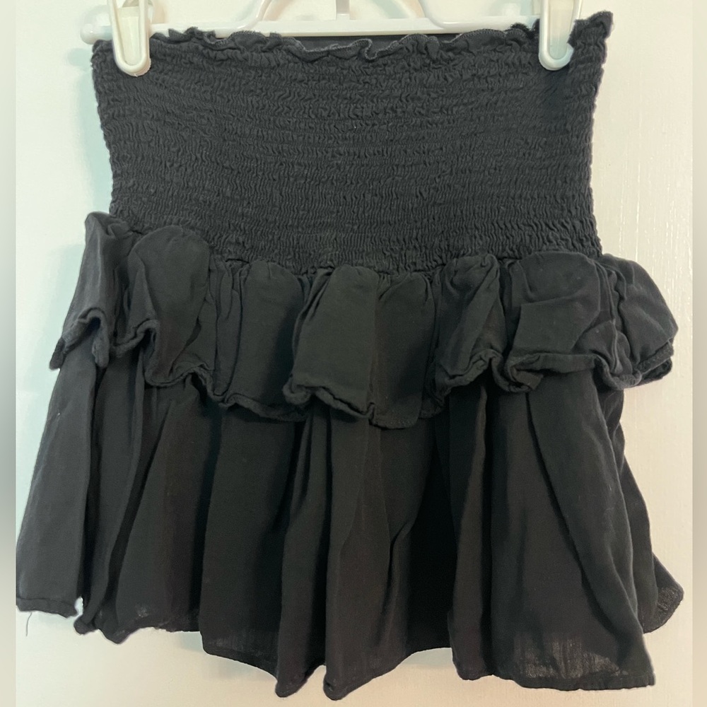 SHEIN Black Bubble Mini Skirt with Smocked Ruffles